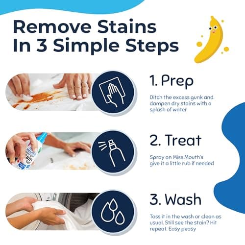 Miss Mouth's Messy Eater Stain Treater Spray - 4oz Stain Remover - Newborn & Baby Essentials - No Dry Cleaning Food, Grease, Coffee Off Laundry, Underwear, Fabric — view 7