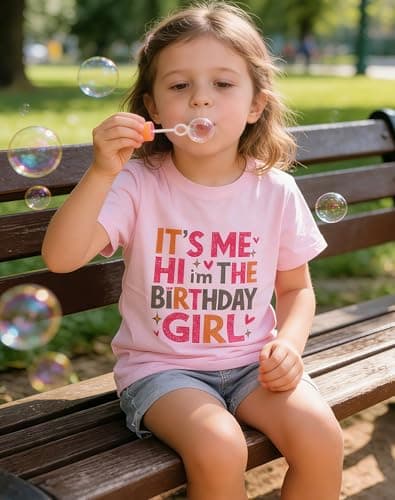 Cozkkidx 6th 7th Birthday Shirt Girl, Its Me Hi Im the Birthday Girl Letter Printed T-Shirt Cotton Short Sleeve Birthday Party Tee, Pink 6-7t — view 2