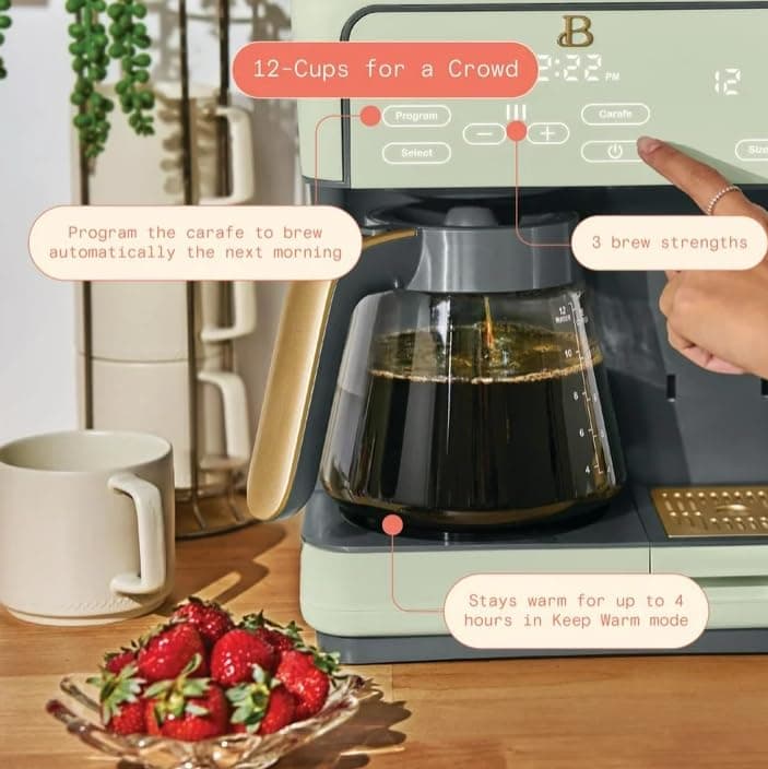 Beauti Multi Brew 12 Cup Programmable Drip & Single Serve Coffee Maker, Versatile Brewing (6oz, 8oz, 10oz, 12oz, 14oz), Pods or Ground, Over Ice option, Keep Warm mode (Sage Green) — view 2