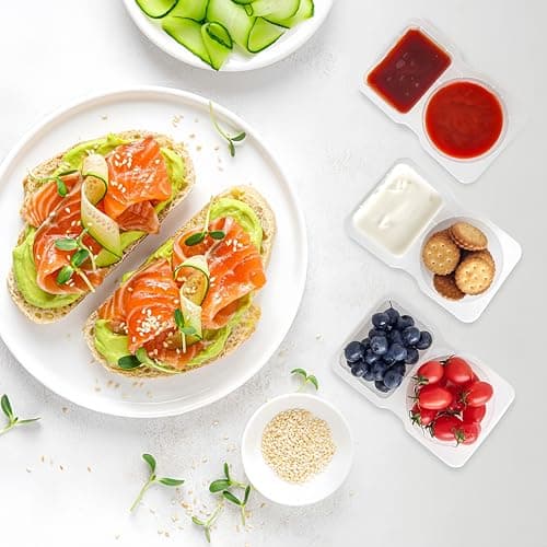 Pure Future 20-Pack Reusable Double Compartment Snack Containers with Lids - BPA-Free PP Meal Prep Bento Boxes for Lunch, Fruit & Dips, Microwave/Dishwasher Safe — view 5