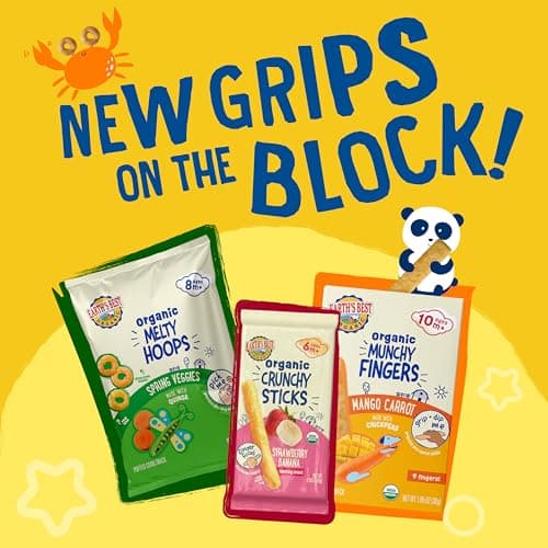 Earth's Best Organic Melty Hoops, Bite-Sized Snacks for Babies 8 Months and Up, Spring Veggie, 0.32 Ounce Individual Bags (Pack of 4) — view 6