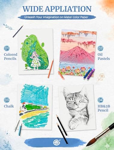 30 Sheets Watercolor Paper 8.5 x 11, Cold Press Watercolor Paper Bulk, 110 LB/230 GSM Water Color Paper Pad 8.5 x 11, Watercolor Supplies for Kids Adults, Paint Paper for Sketching, Acrylic, Gouache — view 5