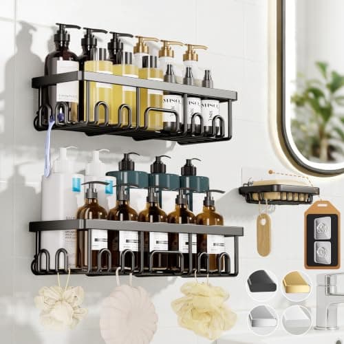 Veken Large Capacity Shower Caddy 3-Pack, Rustproof & Waterproof Shelves