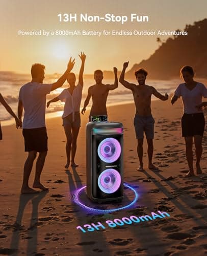 GKD60 Karaoke Machine with 2 Wireless Microphones for Adults, Portable Bluetooth Party Speaker, 500W Peak Power PA System with LED Disco Lights, 6.5'' Speaker Big Sound, 8000mAh Battery for Outdoor — view 2