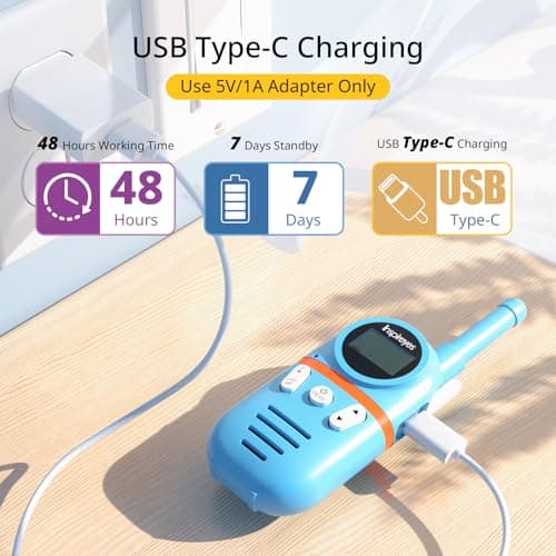 Inspireyes Walkie Talkies for Kids Rechargeable, 48H Working Time 3 Miles Range 22 Channels 2 Way Radio, Outdoor Camping Toys, Family Games,3 Pack — view 2