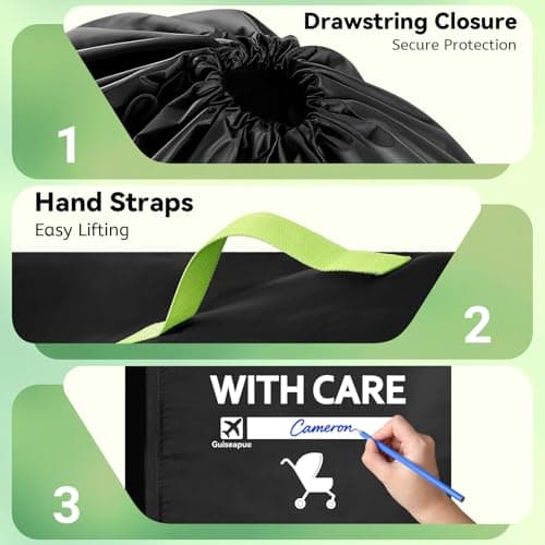 Guiseapue Umbrella Strollers Bag for Airplane Travel Bag for Air Travel, Stroller Cover Accessories Fits Most Single Umbrella Baby Strollers, Christmas Baby Shower Gifts, Flying Essentials — view 5