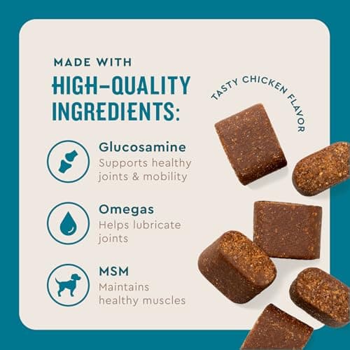 VetIQ Advanced Hip & Joint Chews For Dogs, 60 Count, Chicken Flavored Supplements Made with Glucosamine, Omega 3’s, Chondroitin, MSM & Green Lipped Mussel, Increases Mobility & Maintains Muscles — view 2