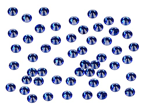 2880PCS Art Nail Rhinestones Non Hotfix Glue Fix Round Crystals Glass Flatback for DIY Jewelry Making with one Picking Pen (ss3 2880pcs, Sapphire)