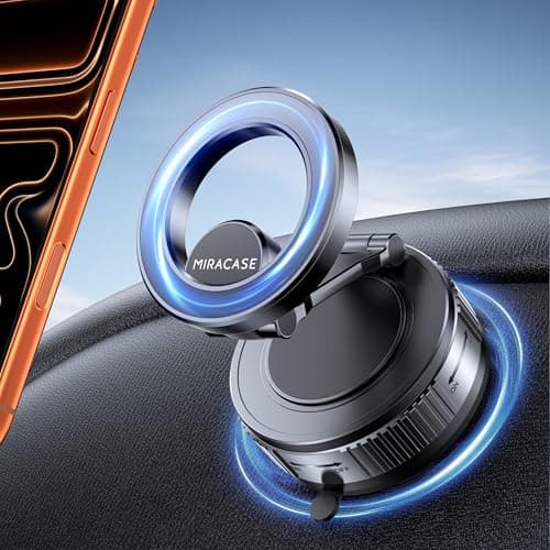 Miracase 2026 for MagSafe Car Mount: [Ultra-Strong Vacuum Suction + Handlebar] 360° Rotatable Handlebar Mount, Car Phone Holder for All Phone Models，Dark Gray
