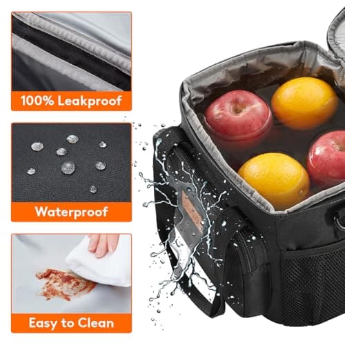 Lifewit Medium Lunch Bag, Insulated Lunch Box, Soft Cooler Cooling Tote for Adult Men Women, Black 12-Can (9L) — view 5