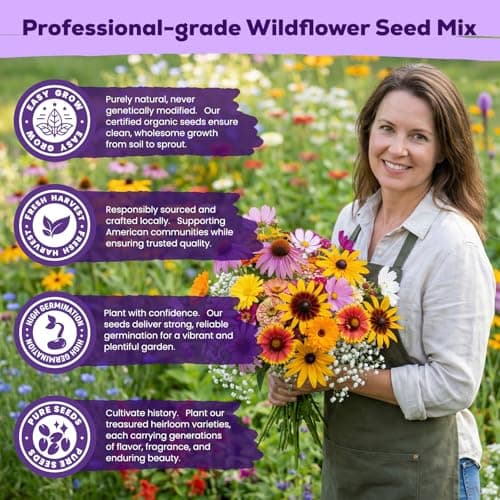 200,000+ Wildflower Seeds Bulk (4oz) – 16 Varieties Perennial & Annual Mix, Attract Bees, Butterflies & Hummingbirds, High Germination for Outdoor Pollinator Garden, Unique Gift for Mother, Women, Mom — view 3