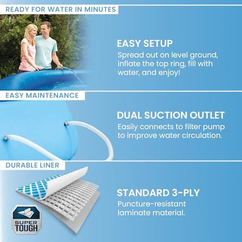 INTEX Easy Set 15 ft x 48in Above Ground Pool Set, Round Inflatable Swimming Pool with 1000 GPH Cartridge Filter Pump, Ladder, Cover, & Ground Cloth — view 3