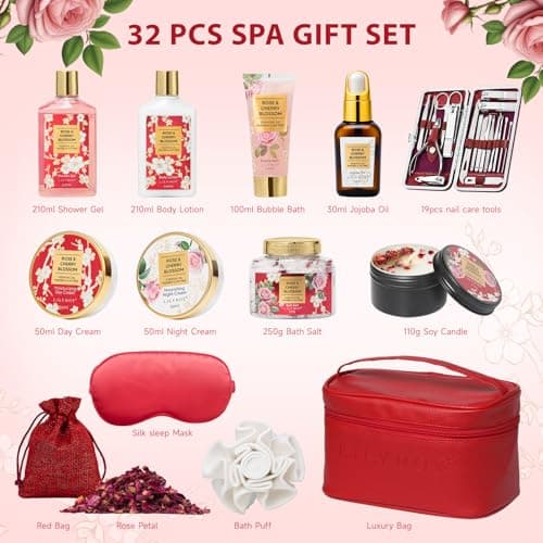 Mothers Day Gift for Women Spa Gift Set for Women 17Pcs Luxury Bath & Body Gift Set Beauty Care Kit with Necklace | Valentine's, Birthday, Christmas Gifts for Her Wife Pampering Kit Perfect for Travel — view 2