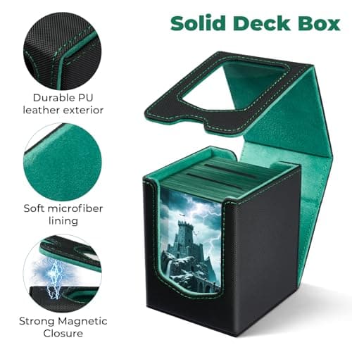 Fabmaker Deck Box Compatible with MTG Commander, (patent Pending) Magnetic Trading Card Storage Box with Comman-der, Fits 100 Double-Sleeved Cards, Card Box Compatible with Magic the Gathering — view 3