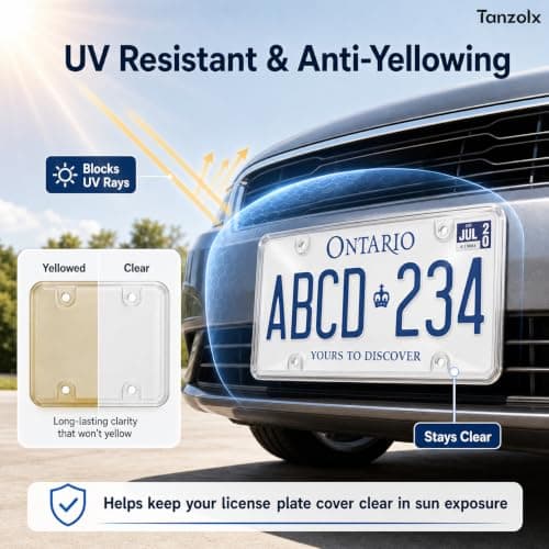 2-Pack Premium Clear License Plate Covers, Tanzolx Impact-Resistant Bubble Shields for US & Canadian Plates, UV-Resistant Plate Protectors with Screws, Caps and Washers, Universal 6 x 12 Inch Fit — view 6