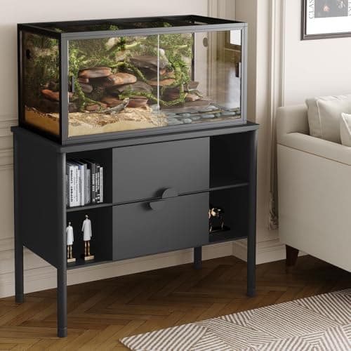 120 Gallon 4x2x2 ft Bearded Dragon Tank – Large Reptile Enclosure with Front Sliding Glass Door, Heavy Duty Metal Top Screen Ventilation, Easy to Assemble Terrarium for Snakes & Lizards