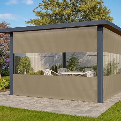 Covers & All Outdoor Clear Panel Curtain, 12 oz Vinyl Outdoor Curtains for Patio, Weather Resistant Waterproof Tarp with Brass Grommets for Pergola, Porch, Gazebos, Balcony (7'H x 12'W Feet, Beige)