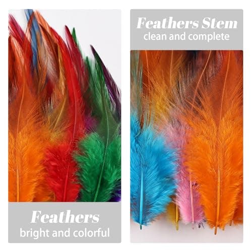 whitefeather Craft Feathers Bulk Pack - 300PCS Assorted Colorful Feathers for Crafting, Hat Decorating, Carnival DIY Projects (4-6 Inch Small Feathers, Synthetic Craft Materials) (Mix Color) — view 4