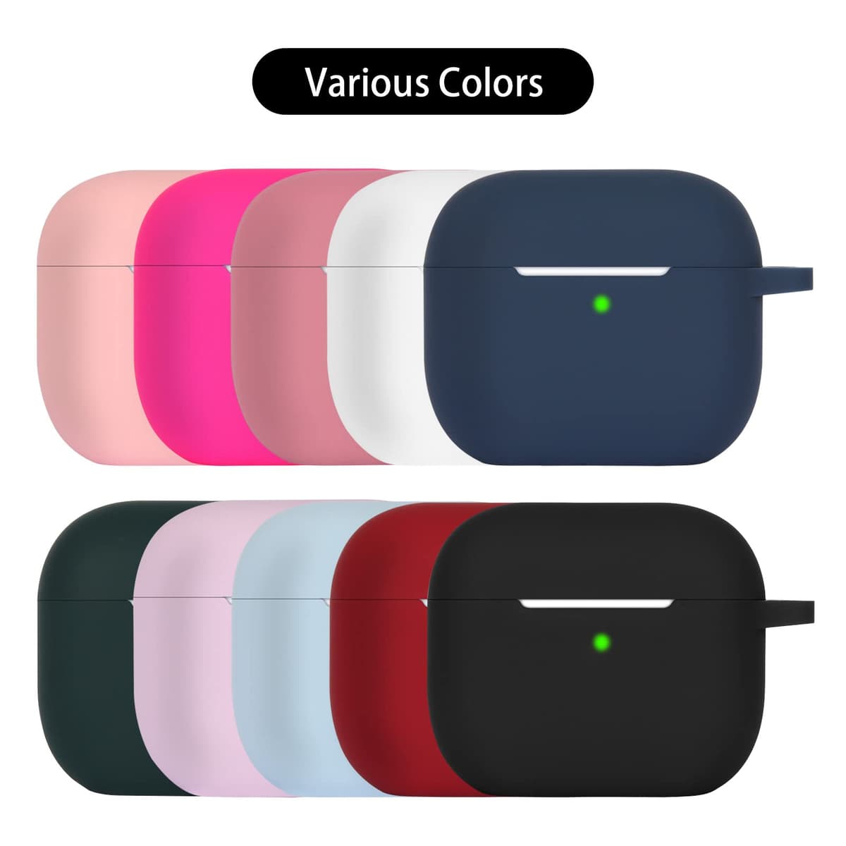 Funda de Silicona Compatible con AirPods 3, Anti-rasguños, Anti-Polvo, LED Frontal Visible, Funda Premium Silicona para AirPods 3.ª Generación (2021) con Mosquetón, Lavanda — view 5