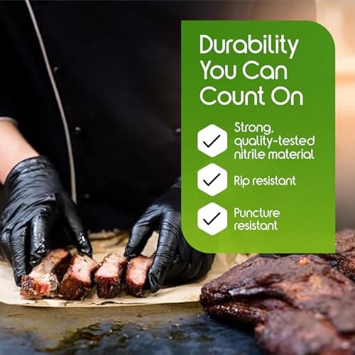 Inspire HEAVY DUTY 6Mil ORIGINAL Quality Stretch Nitrile Gloves Black Disposable Latex Free | Food, Industrial, Mechanic Tattoo (6Mil Black, Small) — view 2