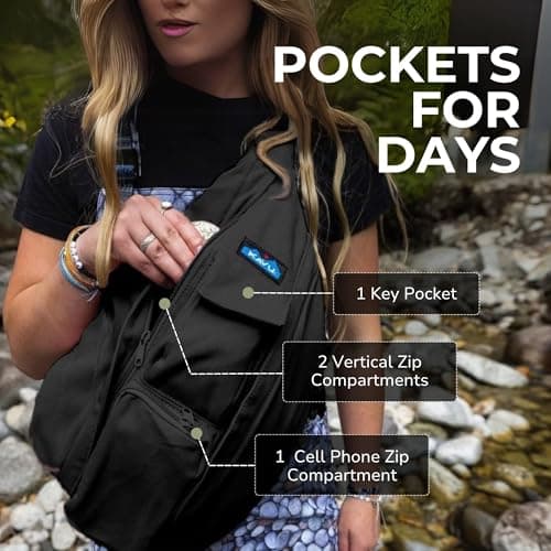 KAVU Rope Sling Bag - Large Crossbody Bags for Women & Men, Black — view 3