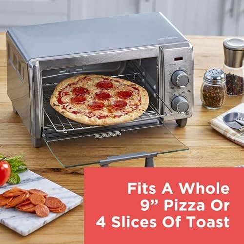 BLACK+DECKER Crisp 'N Bake Air Fry Countertop Convection Toaster Oven, Medium Capacity, 4-Slice, 5-in-1, Fits 9” Pizza, 30-Min Timer, Bake, Broil, Air Fry, Toast, Keep Warm, Stainless Steel — view 3