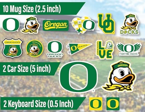 Oregon Ducks Stickers Decals Bundle Vinyl for Water Bottle Car Helmet 14 Pc — view 2