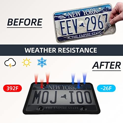 2 Pack Car Smoked License Plate Covers Frame Shield Combo - Unbreakable License Plate Tinted Cover Novelty Fits All Standard US Plates,Bubble Design License Plate Holder with Screws & Caps(Black) — view 3