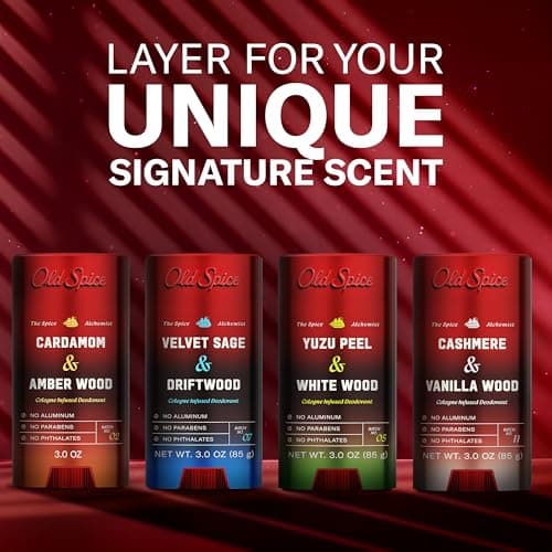 Old Spice Aluminum Free Deodorant for Men, The Spice Alchemist Collection, 24/7 Cologne Infused Scent, No Trade Off Formula, Free of Parabens & Phthalates, Cashmere + Vanilla Wood Scent, 3.0 oz — view 13