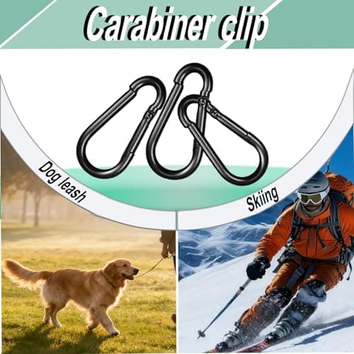 High-PQ Black Carabiner, Heavy Duty Galvanized Steel Spring Snap Hook Carabiner Clips with 550LBS Holding Capacity, Ideal for Outdoor, Hammock, Swing and Travel (30PCS M8 3Inch) — view 5