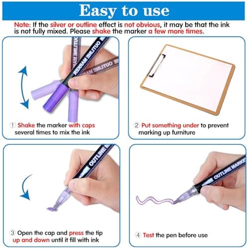 Glitter Markers Self Outline Pens Metallic: 12 Shimmer Tween Teen Girl Gifts Trendy Stuff,Drawing Art Supplies Kids 6-8 9-12 10-12,Arts Crafts Kids Ages 8-12 Year Old,Cute Cool Fun Crafts Girls 8-12 — view 6