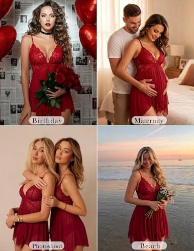 Avidlove Lingerie for Women Lace Babydoll Strap Chemise Open Front Nightwear Sexy Sleepwear V Neck Nightgown Boudior Nighty — view 2