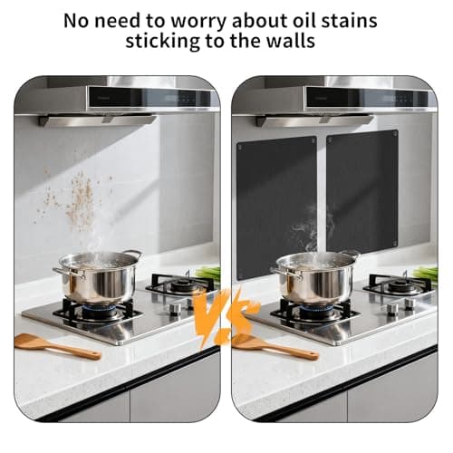 Stainless Steel Stove Backsplash Wall Guard - Heat Resistant Splatter Shield for Kitchen Wall, Oil-Proof for Gas/Electric Stoves, Easy Install with Pre-Drilled Holes (Brushed Black, 12"x16") — view 3