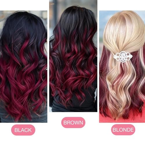 GOO GOO Tape in Hair Extensions Human Hair, Burgundy Red 10pcs 25g 16inch, Colored Tape ins Human Hair Extensions, Straight Remy Hair Highlighted for Party, Silky&Soft Invisible Tape Ins — view 7