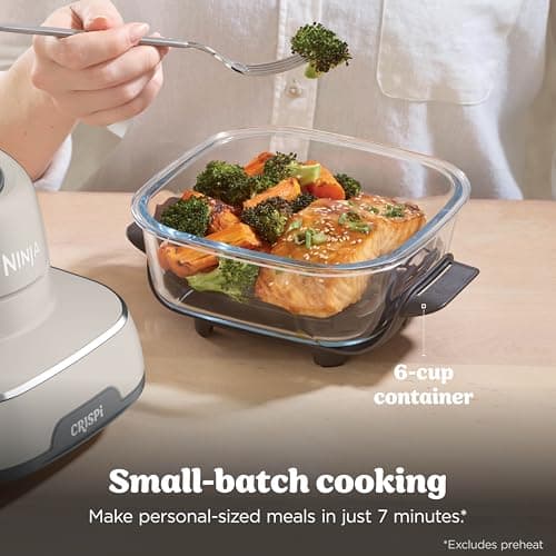 Ninja Crispi 4 in 1 Glass Air Fryer, 450°F, Non Toxic, 4QT and 6 Cup Containers with Lids, Dishwasher Safe, Stone, 1 Count, FN101ST — view 6