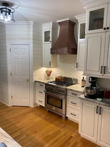 SINDA 16 Gauge Solid Copper Stove Range Handcrafted by Craftsmen, Includes Commercial Grade Hood Vent, Lighting, Fan Motor and Baffle Filter, High CFM, H3LW3642, 36"W x 42"H — view 2