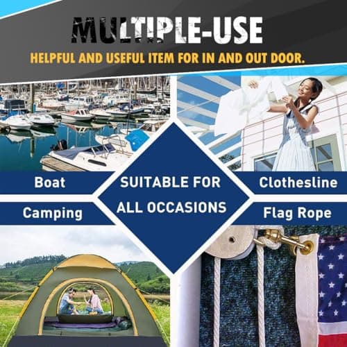 PerkHomy 100 ft 1/4 inch (7mm) Polyester Rope (Nylon - Like Durability) Poly Flag Pole Clothes Line Camping Utility Good for Tie Pull Swing Climb Knot (Purple) — view 5