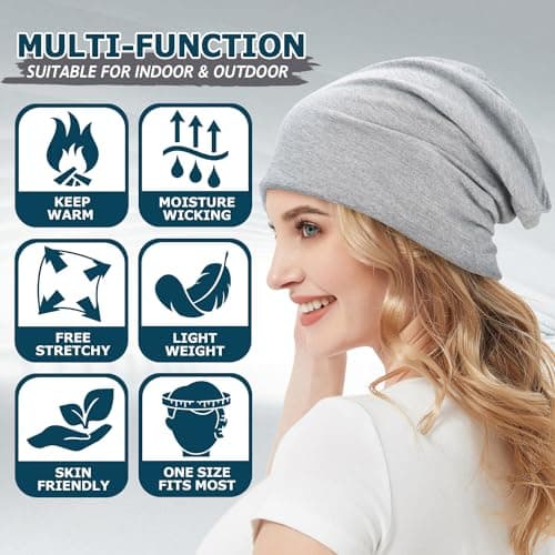 EINSKEY Slouchy Beanie for Men & Women, Lightweight Oversize Thin Cotton Chemo Hats Soft Night Cap Comfortable Sleeping Hat — view 4