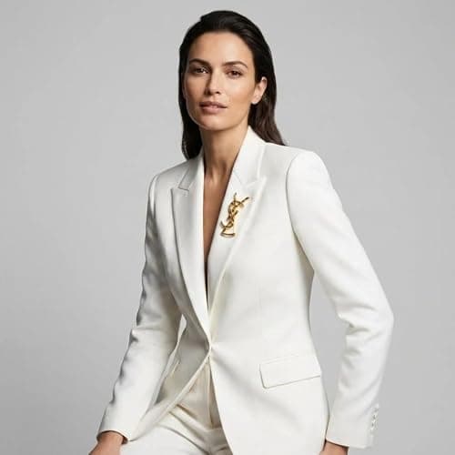 Women's brooches and pins, including vintage-style gold brooches with twisted designs, as well as elegant scarf and shawl-collar brooches—accessories that add a touch of style to dresses, coats, and jackets