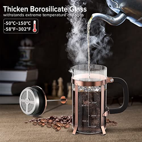 QUQIYSO French Press Coffee Maker 21oz,Borosilicate Glass Coffee Press
