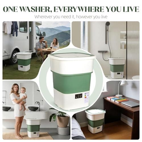 LovHomdecr Mini Washer – Your Tiny Laundry Escape for Dorms, Apartments & Weekend Getaways, No Tools, No Hassle, Just Clean Clothes (White Green) — view 5