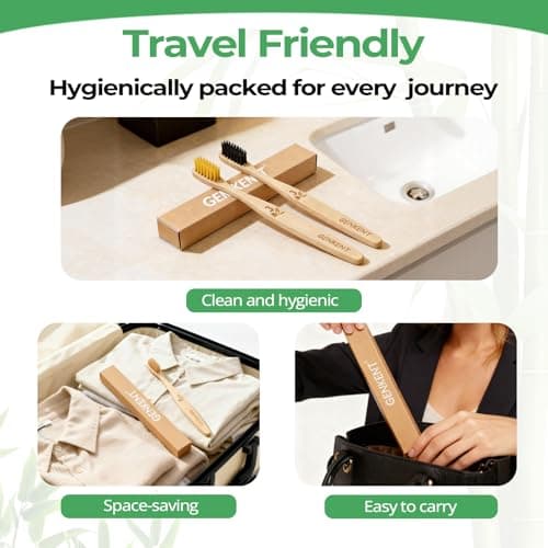 GENKENT Ultra Soft Bamboo Toothbrush, 12 Pack, 0.15mm Bristles — view 4