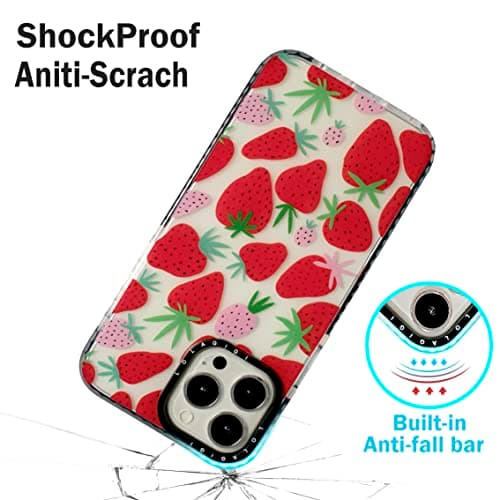 LOLAGIGI for iPhone 15 Case for Women, Cute Pink Strawberry Fruit Print Girly Design Kawaii Aesthetic Cartoon Pattern for Girls Teens Soft TPU Case Cover for iPhone 15 (6.1") — view 3