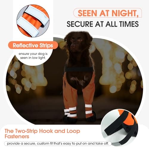 Pezluxe Dog Suspender Boots, Waterproof Anti-Slip Dog Rain Boots with Adjustable Strap for Small Medium Large Dogs, Reflective Dog Shoes with Suspenders for Outdoor Walking,Rain Snow Hiking, Orange,L — view 6