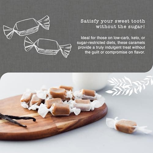 Taras Gourmet Sugar Free Caramels | All Natural Candy | Creamy & Individually Wrapped with Real Butter (20 oz) — view 3
