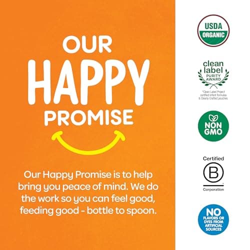Happy Baby Organics Stage 2 Baby Food Pouches, Gluten Free, Vegan & Healthy Snack, Clearly Crafted Fruit & Veggie Puree, Apples, Pumpkin & Carrots, 4 Ounces (Pack of 16) — view 7
