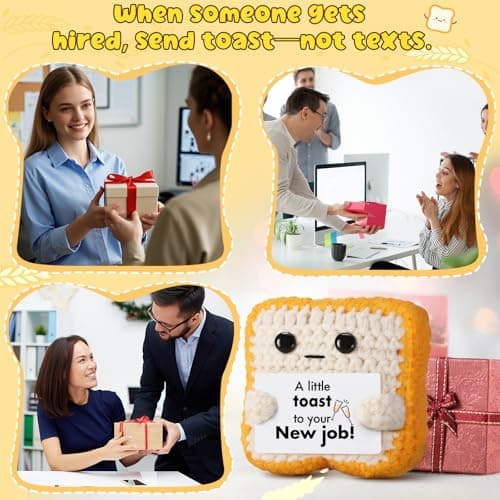Crochet Toast New Job Gifts for Women, Men – Handmade Congratulations Gifts for Coworker, Friend, Son, Daughter, Employee, Boss – Funny Promotion, Career Change or, Leaving Workor Present Decor — view 5