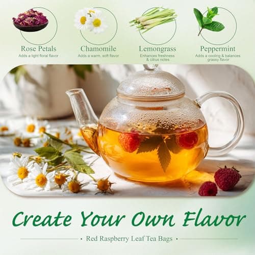 WT WEETEE Red Raspberry Leaf Tea Bags 60 Count, Pure Cut & Sifted Raspberry Leaf, Taste Similar to Green Tea, No Sugar, No Caffeine, Natural Pregnancy Tea — view 5