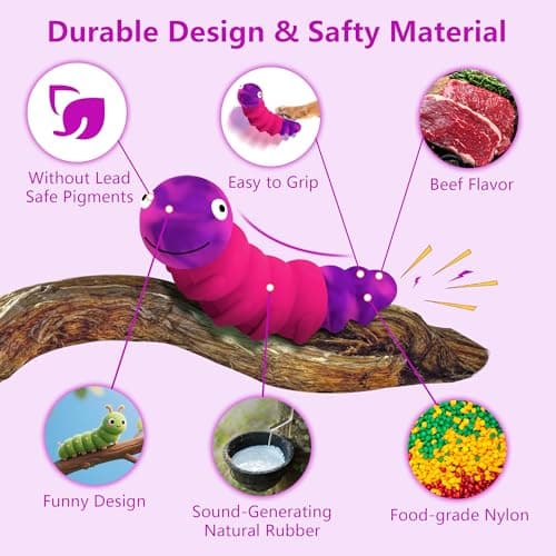 FurtasticFinds Indestructible Dog Toys for Aggressive Chewers, Tough Chew Proof Toy for Large Dogs, Squeaky Rubber Chew Toy with Beef Flavor for Boredom & Anxiety Relief (Purple&Hot Pink)