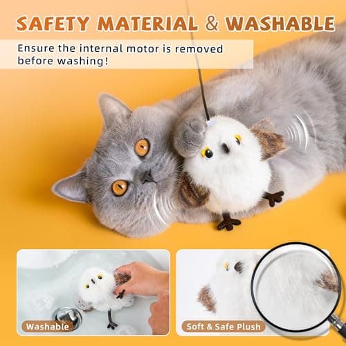 Flappy Bird Cat Toys - Chirping White Chickadee with Catnip Pouch, Rechargeable Cat Kicker, Jouet Pour Chat Interactif (Non-Flying) — view 5
